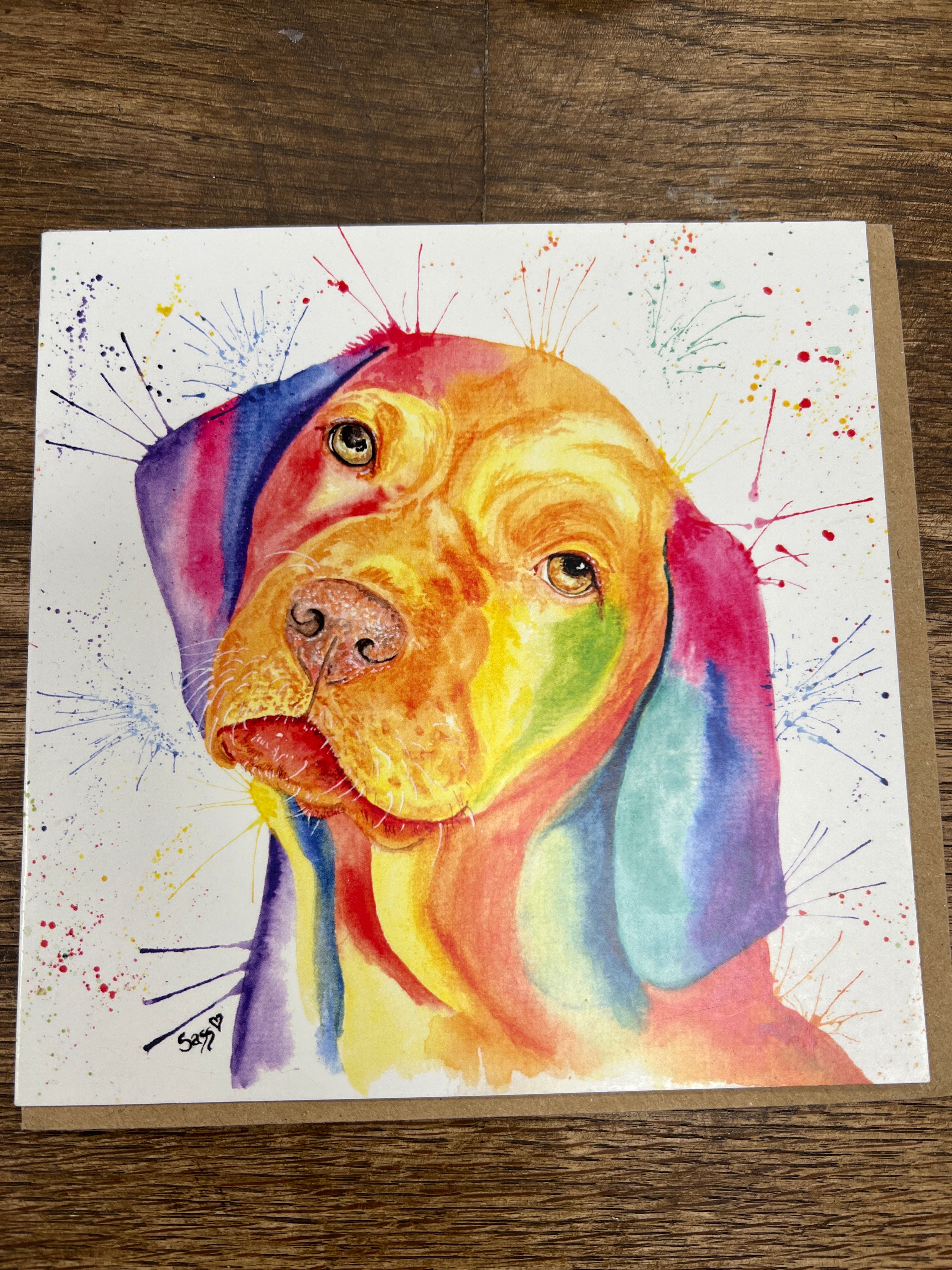 Colourful Vizsla Greetings Card