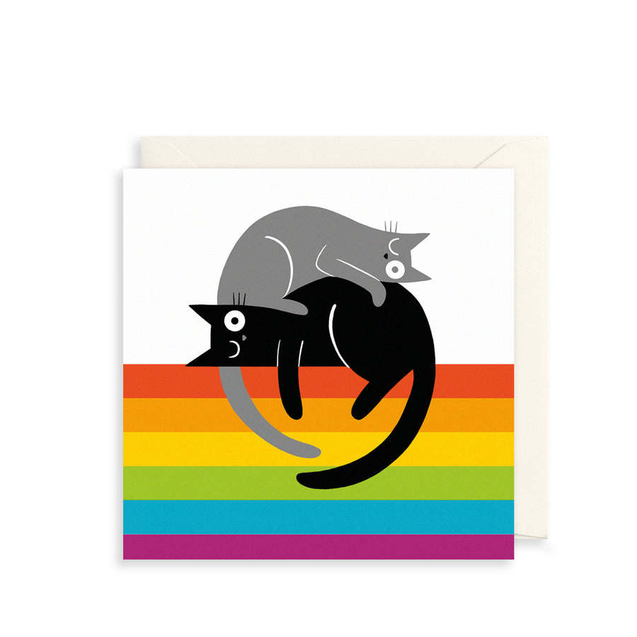 Two Cats And Rainbow Greetings Card