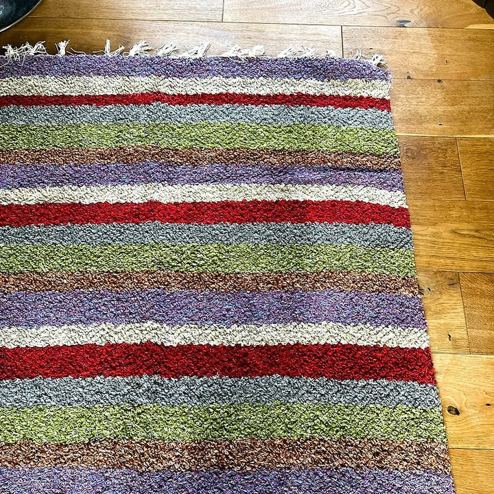 Multi Stripe Recycled Cotton Rug