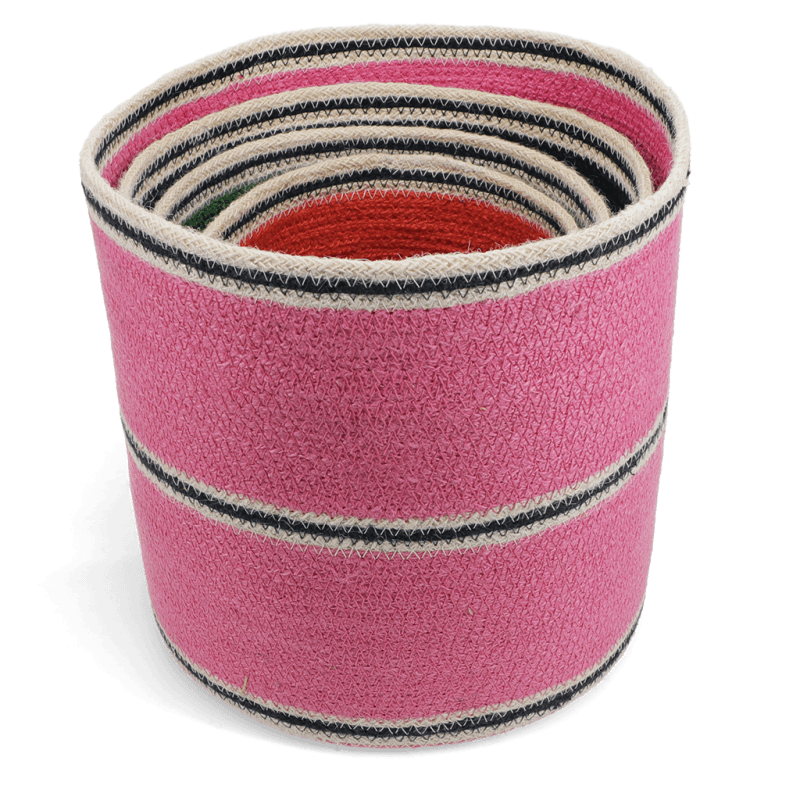 Round Jute Storage Baskets (set of 4) - Multi-colour