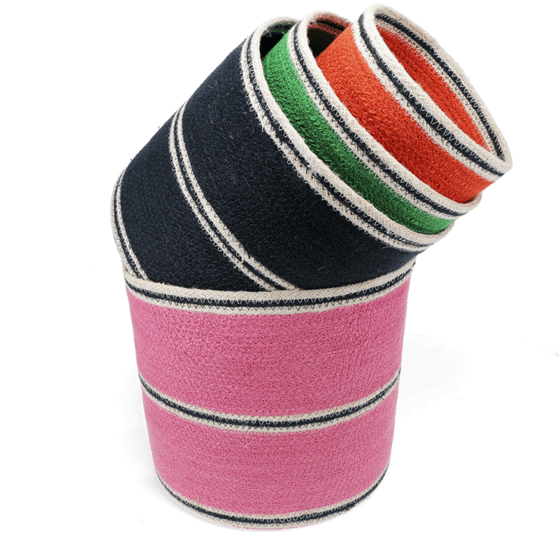 Round Jute Storage Baskets (set of 4) - Multi-colour