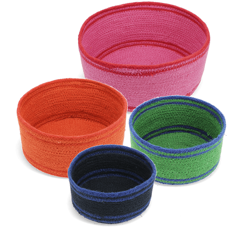 Woven Jute Decorative Baskets (set of 4) - Multi-colour