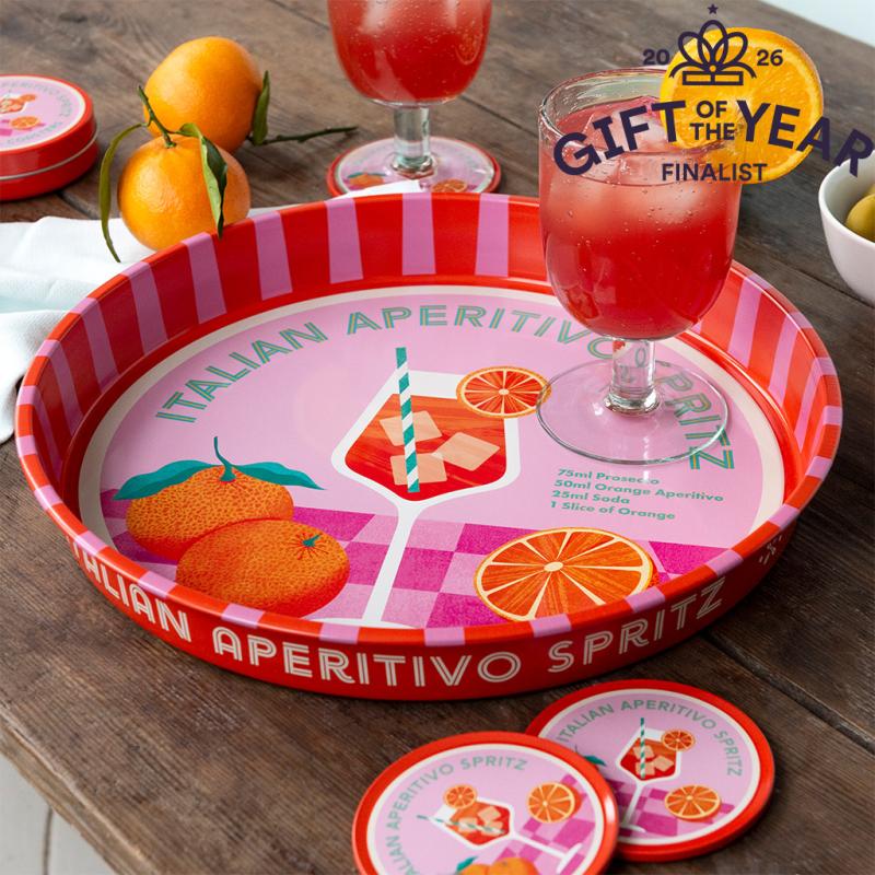 Round Metal Serving Tray - Aperitivo Spritz