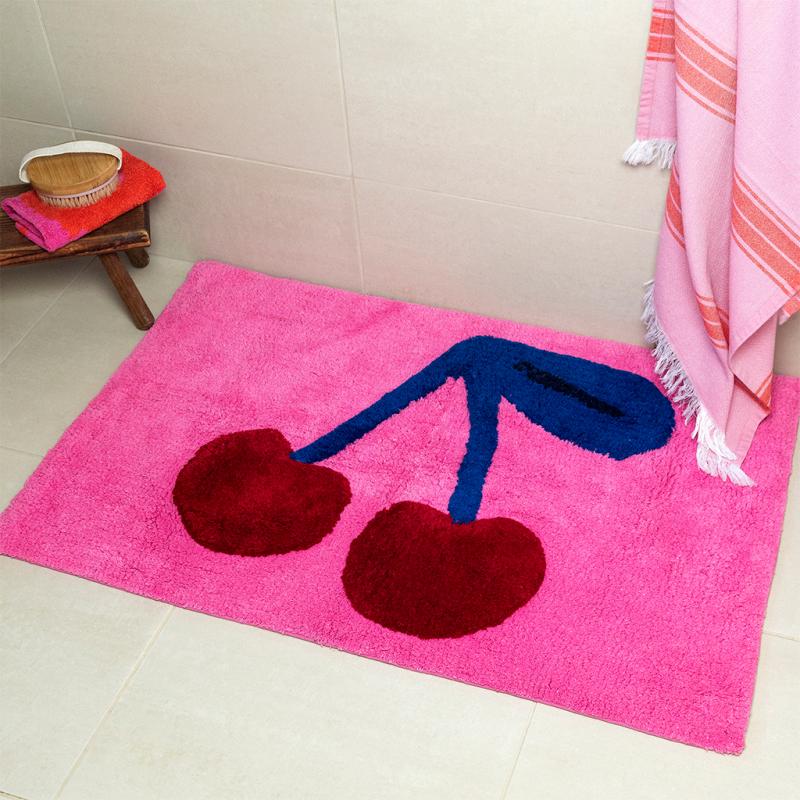 Tufted Cotton Bath Mat - Cherry