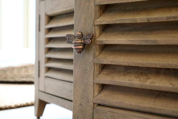 Brass Bee Drawer Knob - Antique Copper Finish
