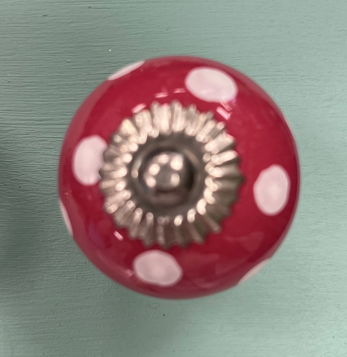 Red with White Polka Dots Round Knob