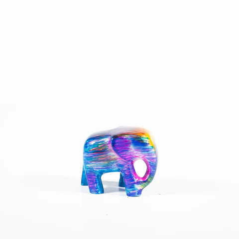 Elephant Ornament, Trunk down  - Rainbow