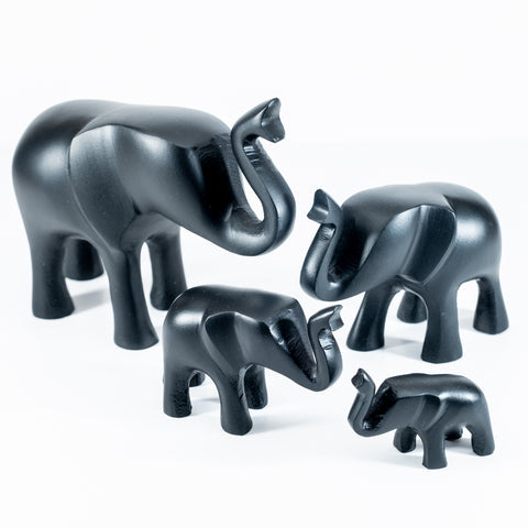 Elephant Ornament, Trunk Up  - Matt Black