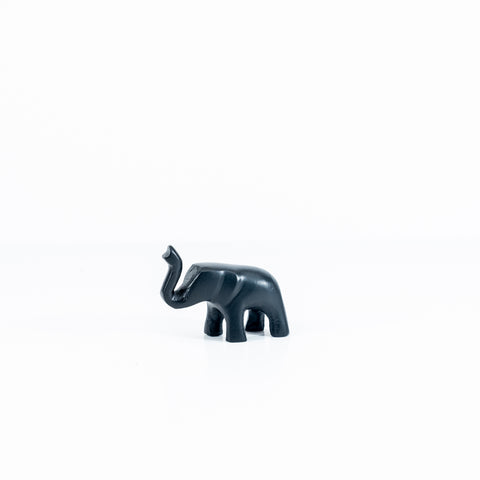 Elephant Ornament, Trunk Up  - Matt Black