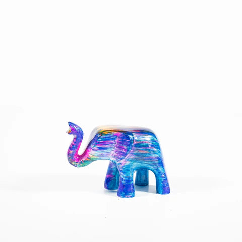 Elephant Ornament, Trunk Up  - Rainbow