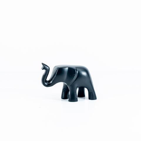 Elephant Ornament, Trunk Up  - Matt Black