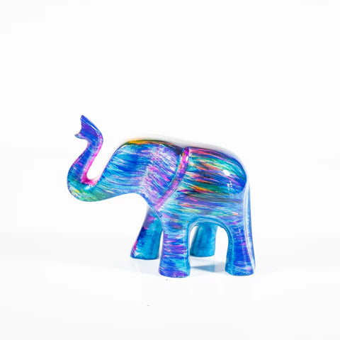 Elephant Ornament, Trunk Up  - Rainbow