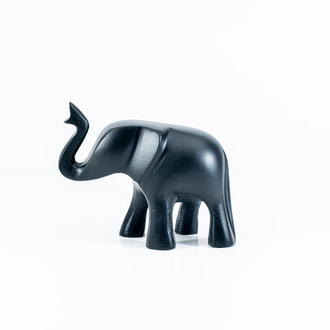 Elephant Ornament, Trunk Up  - Matt Black