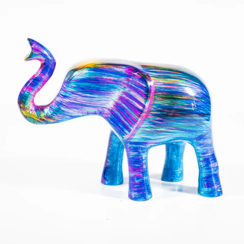 Elephant Ornament, Trunk Up  - Rainbow