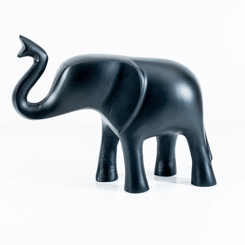 Elephant Ornament, Trunk Up  - Matt Black