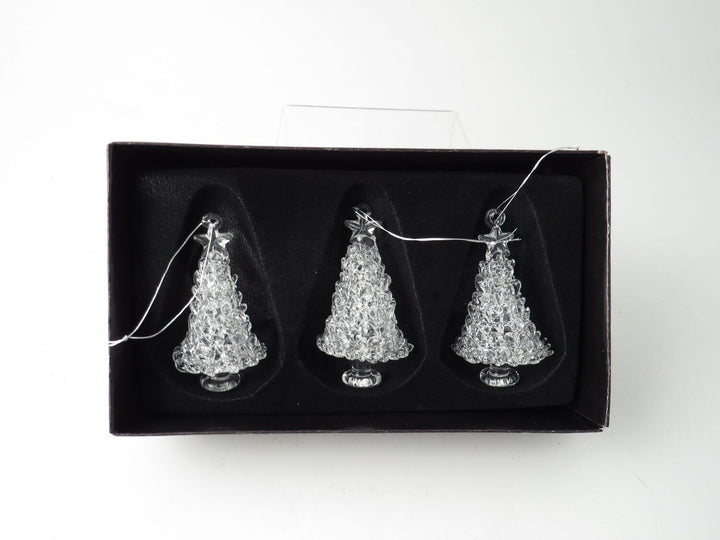 Set of 3 Glass Christmas Tree shaped Decorations