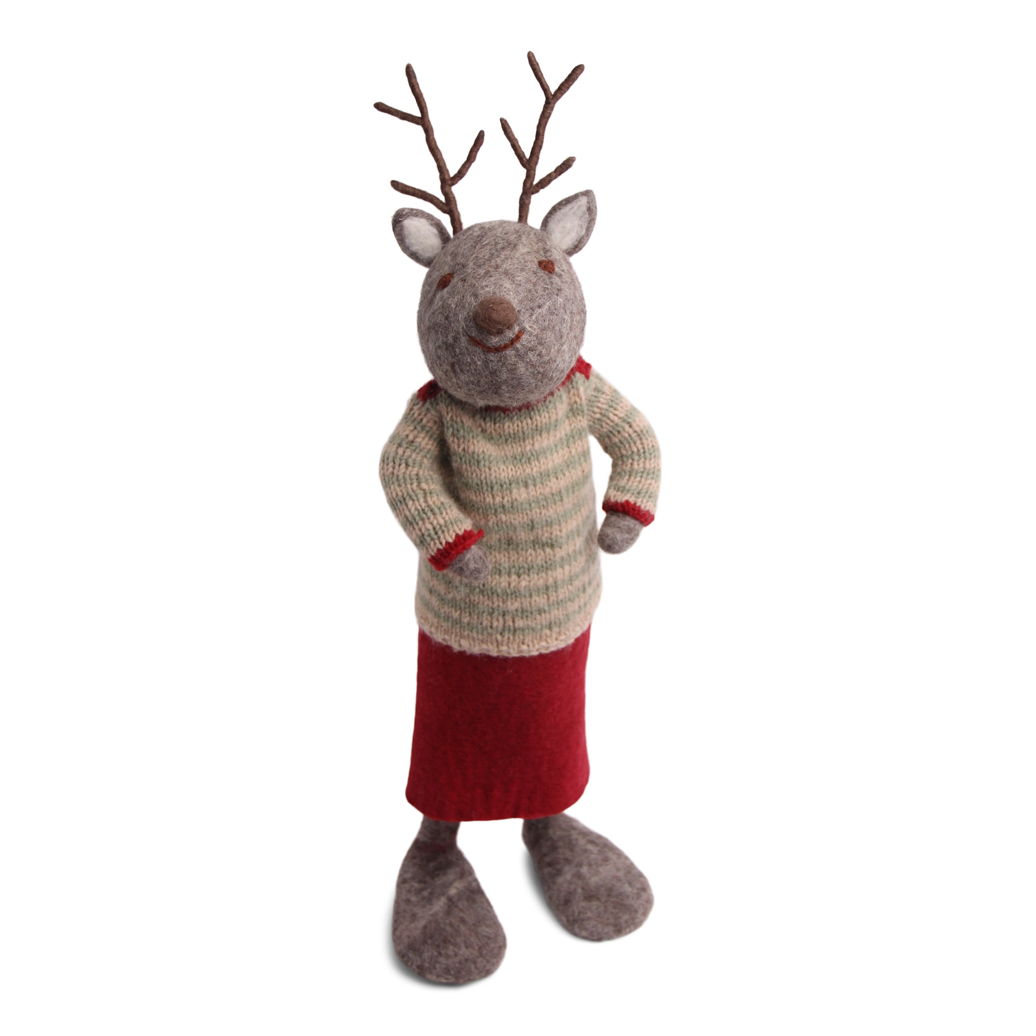 Grey Girl Deer with Skirt & Sweater - Extra Large