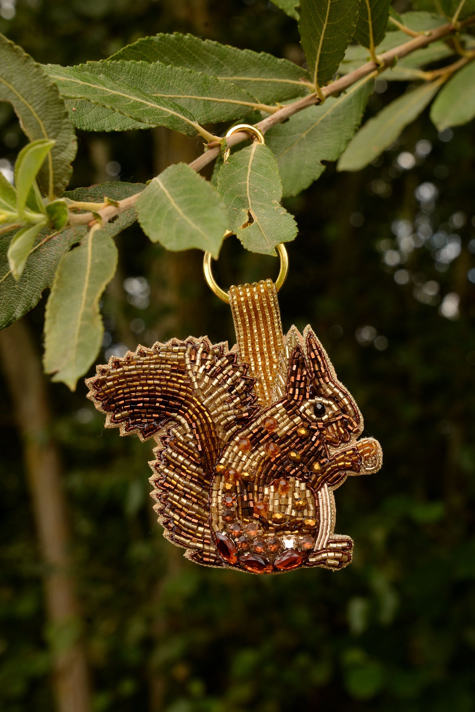 Squirrel Beaded Keyring