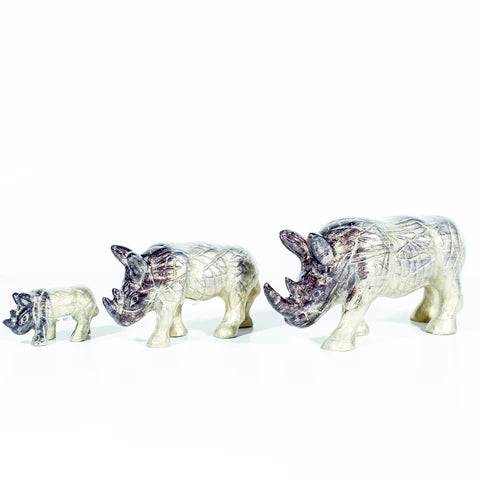 Rhino Ornament - Brushed Silver