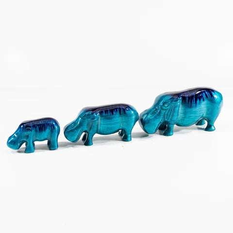 Hippo Ornament - Brushed Aqua