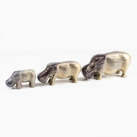 Hippo Ornament - Brushed Silver