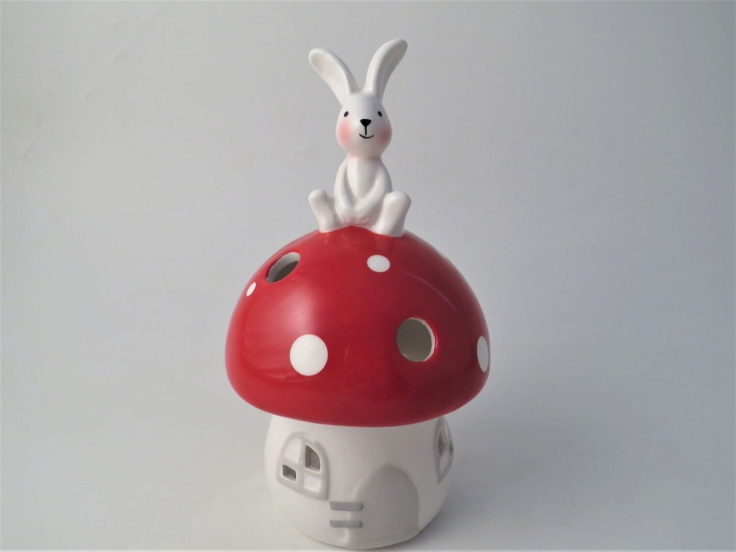 Rabbit On Mushroom Tealight Holder