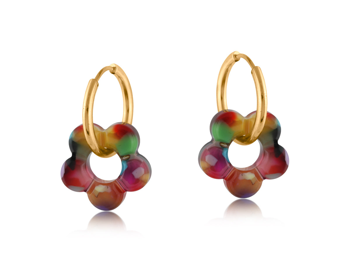 Hispania Metal and Resin Floral Earrings
