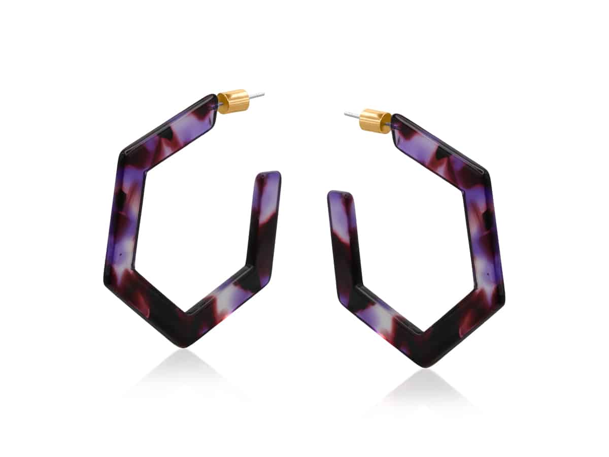 Livia Resin Hexagon Statement Hoop Earrings