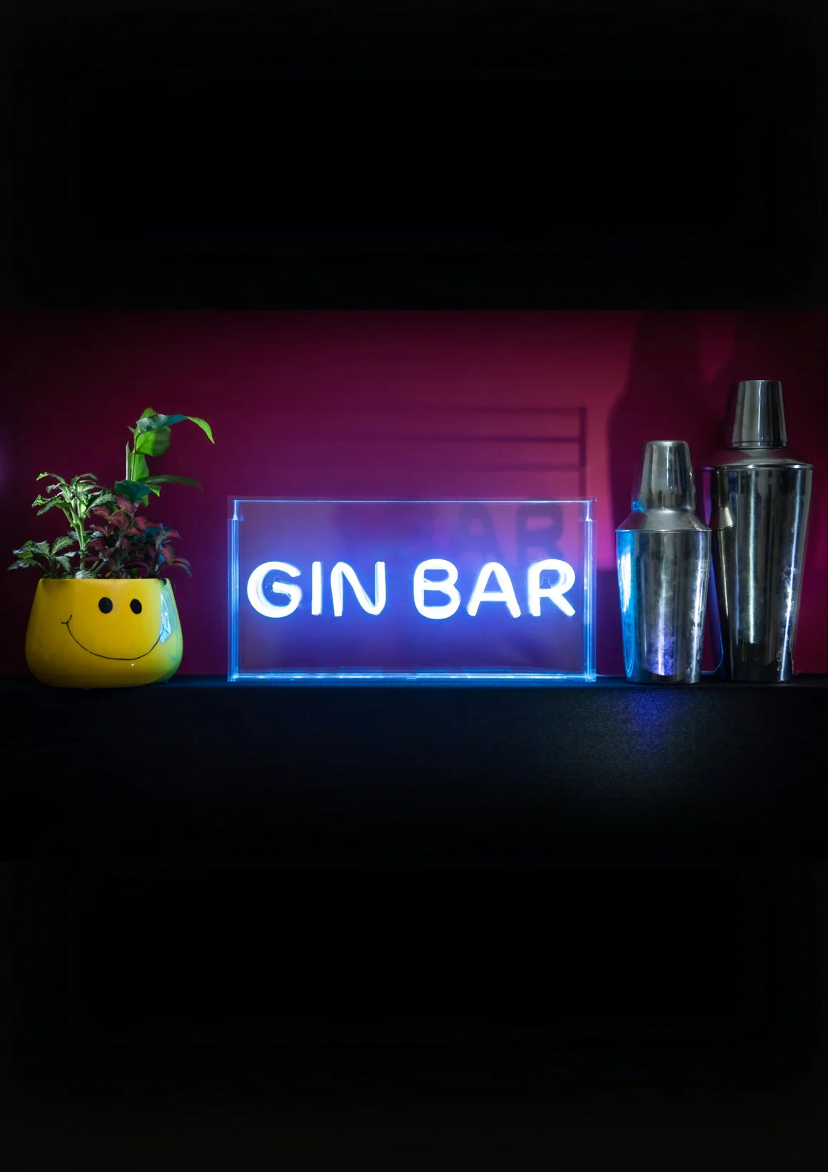 GIN BAR Blue Neon LED Acrylic Light Box