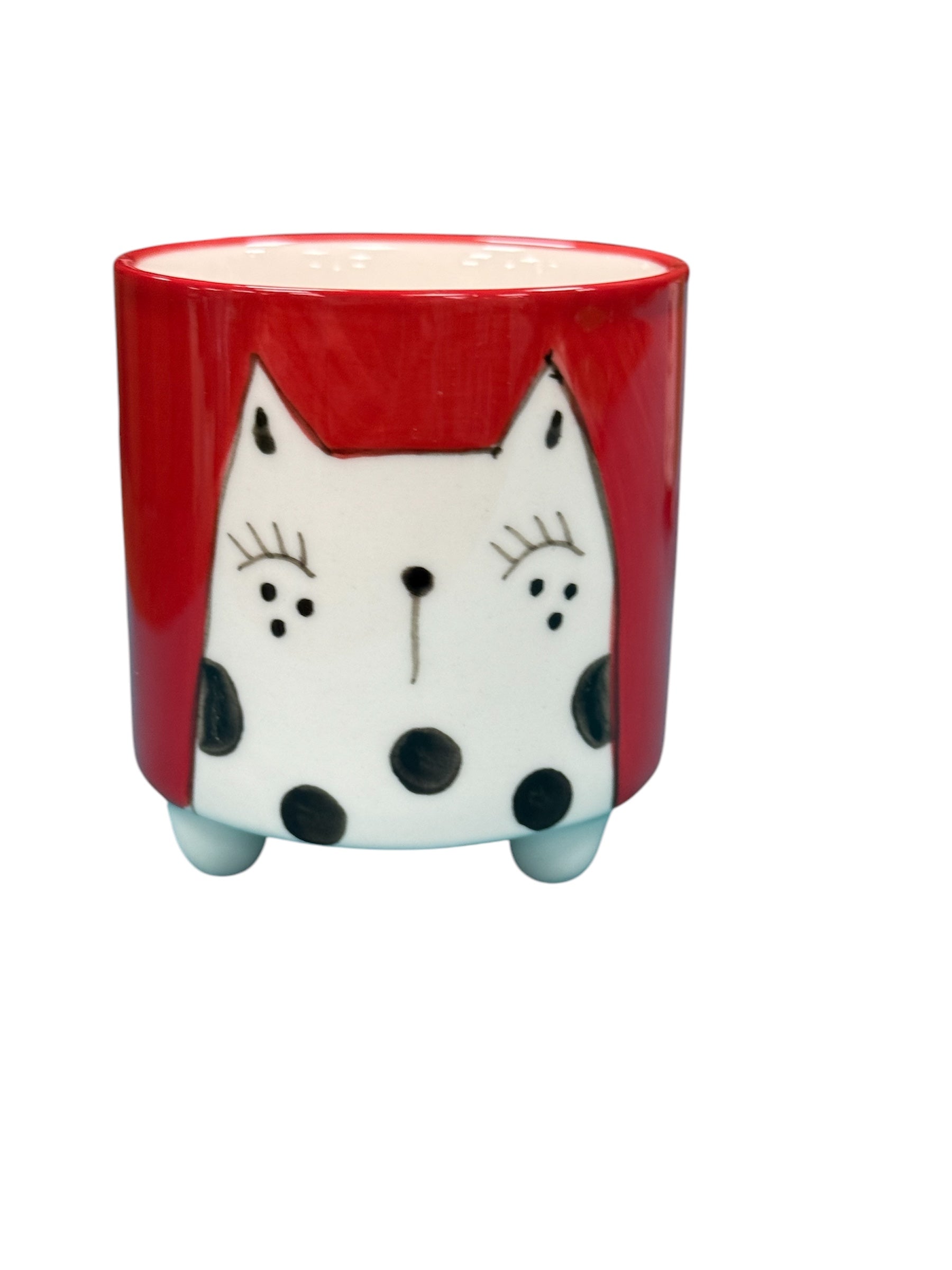 Footed Pen Pot - Red Cat