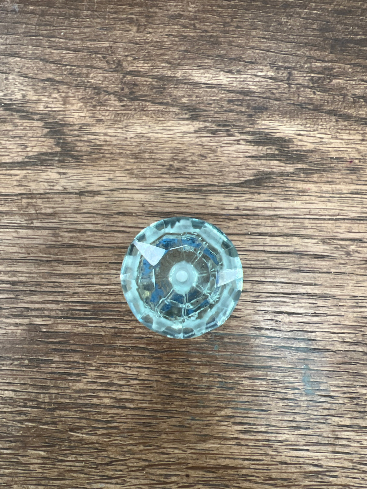 Glass Facet Crystal Drawer Knob - Duck egg