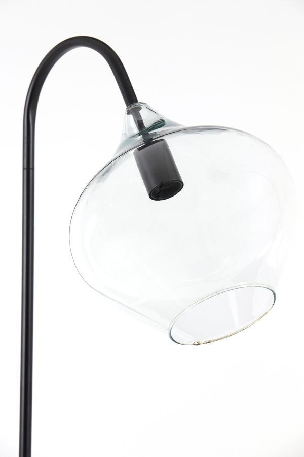 Rakel Matt Black and Clear Glass Floor Lamp