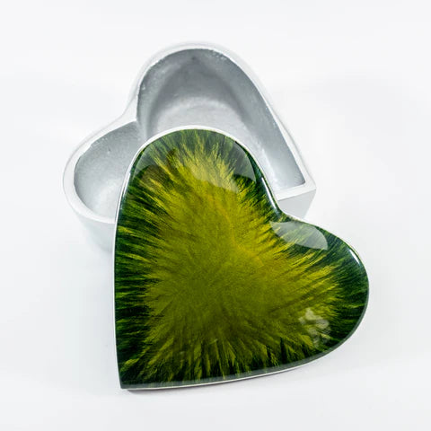 Heart Trinket Box - Brushed Green