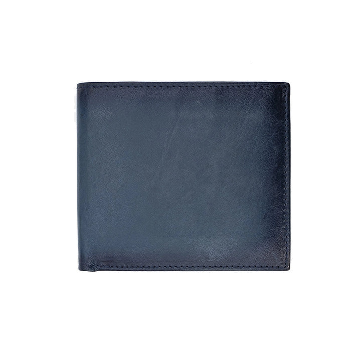 Carlton Leather Bifold Flap Up Wallet - Indigo Blue