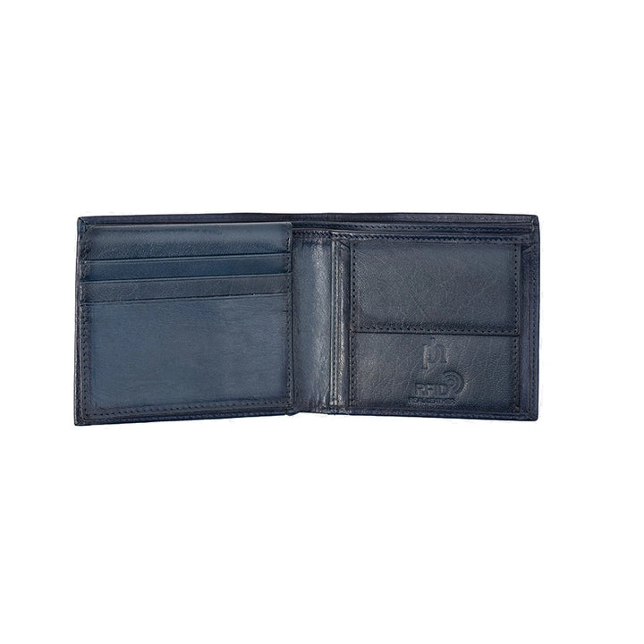 Carlton Leather Bifold Flap Up Wallet - Indigo Blue