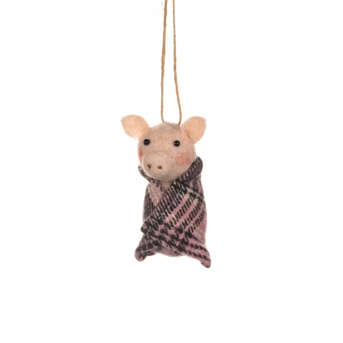 Pig in Tartan Blanket Hanging Decoration