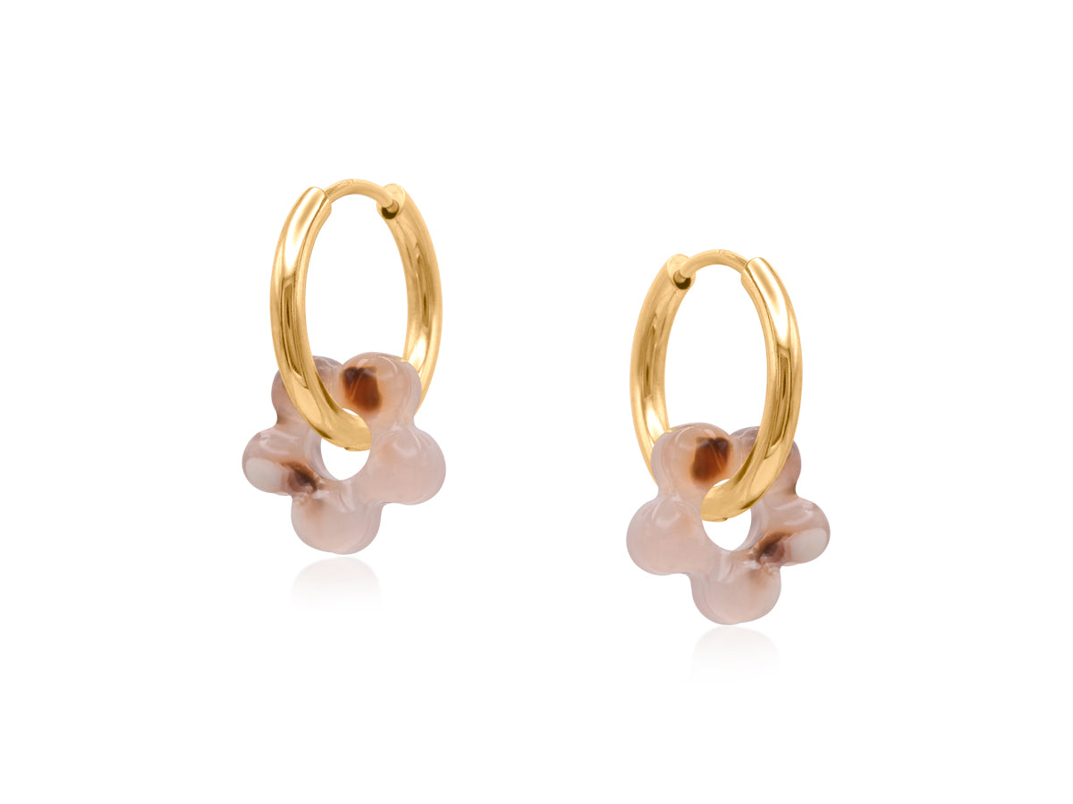 Isla Resin Flower Huggie Petite Earrings