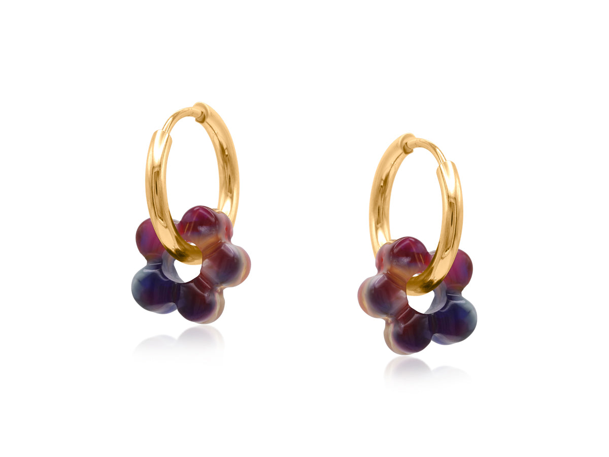 Freya Resin Flower Huggie Petite Earrings