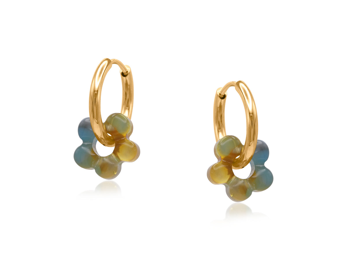 Ivy Resin Flower Huggie Petite Earrings