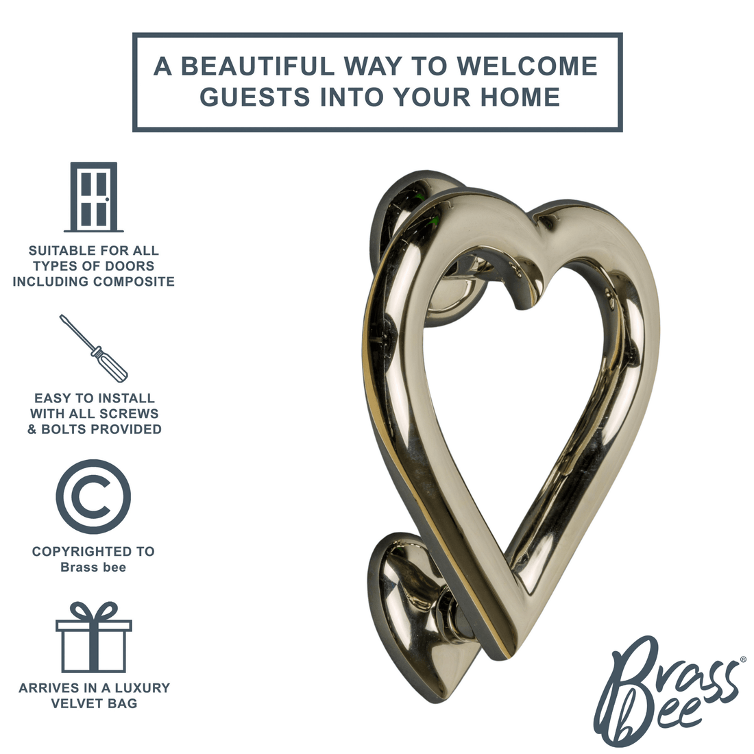 Heart Door Knocker - Nickel