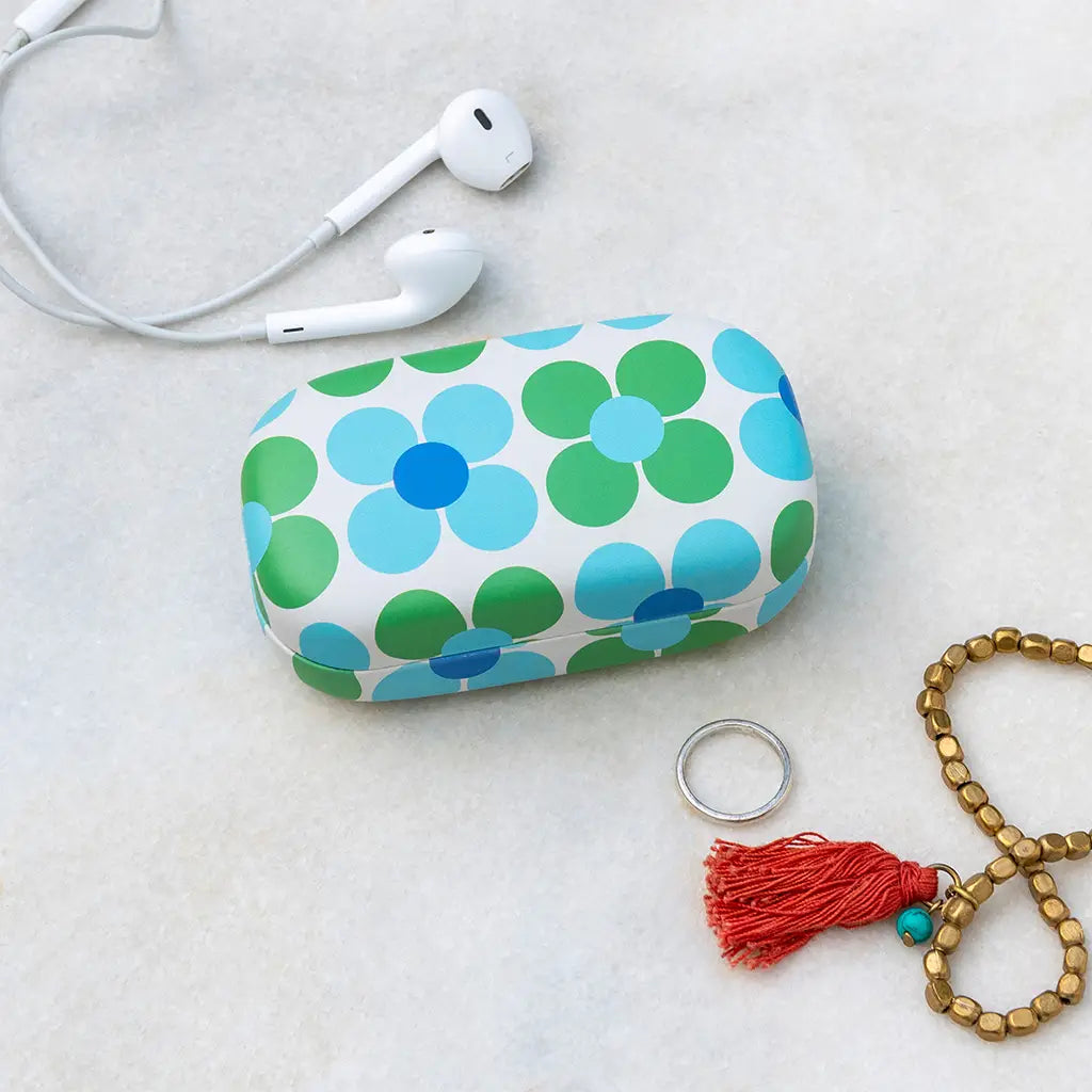Mini Storage Case - Blue & Green Daisy