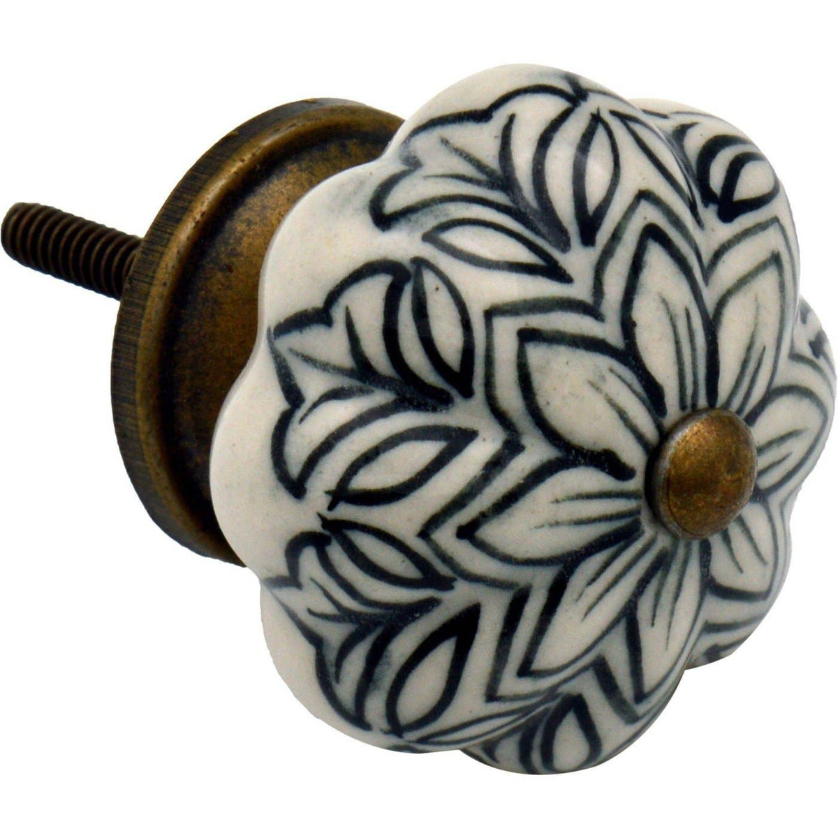 Vintage Flower Drawer Pull - Black