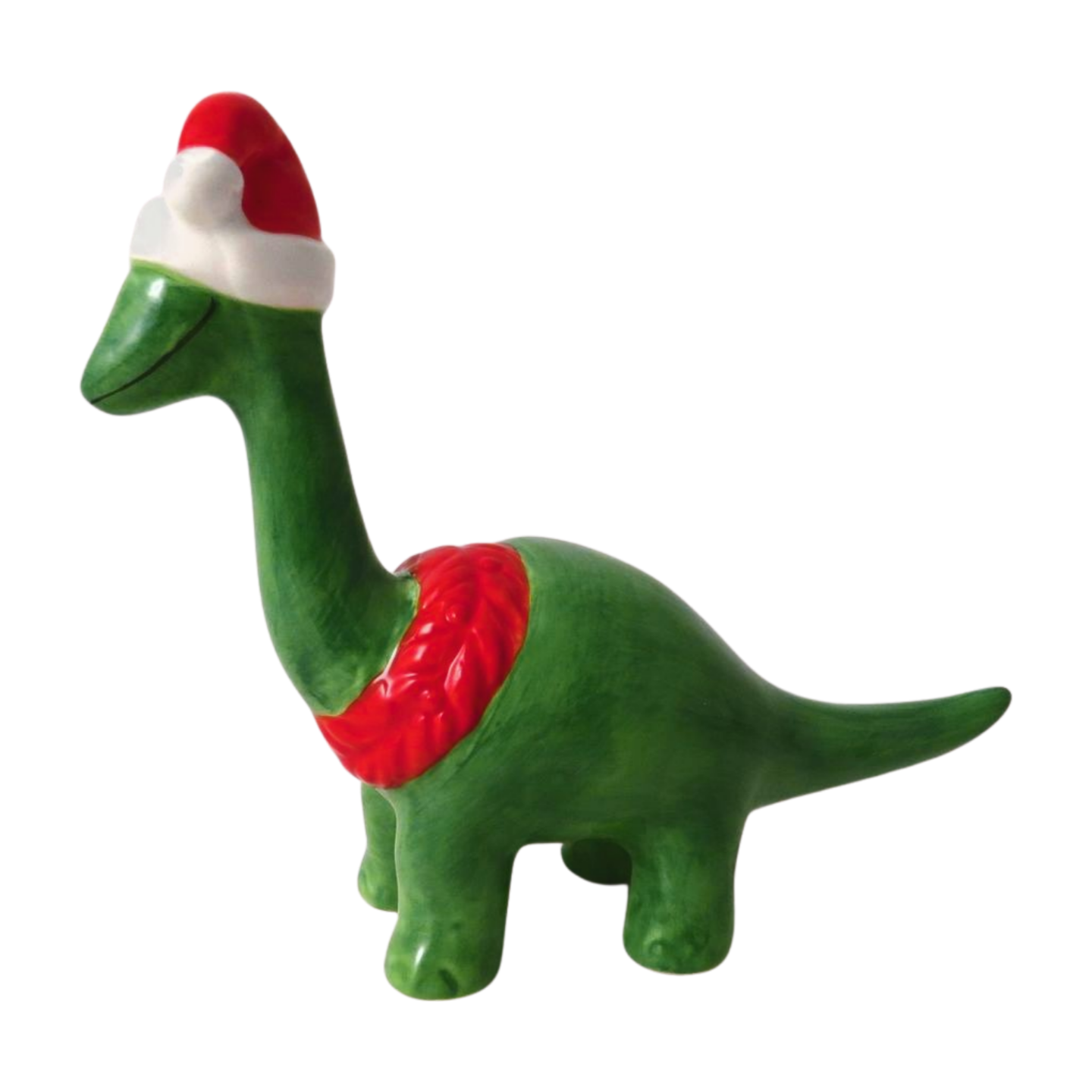 Ceramic Dinosaur In A Santa Hat