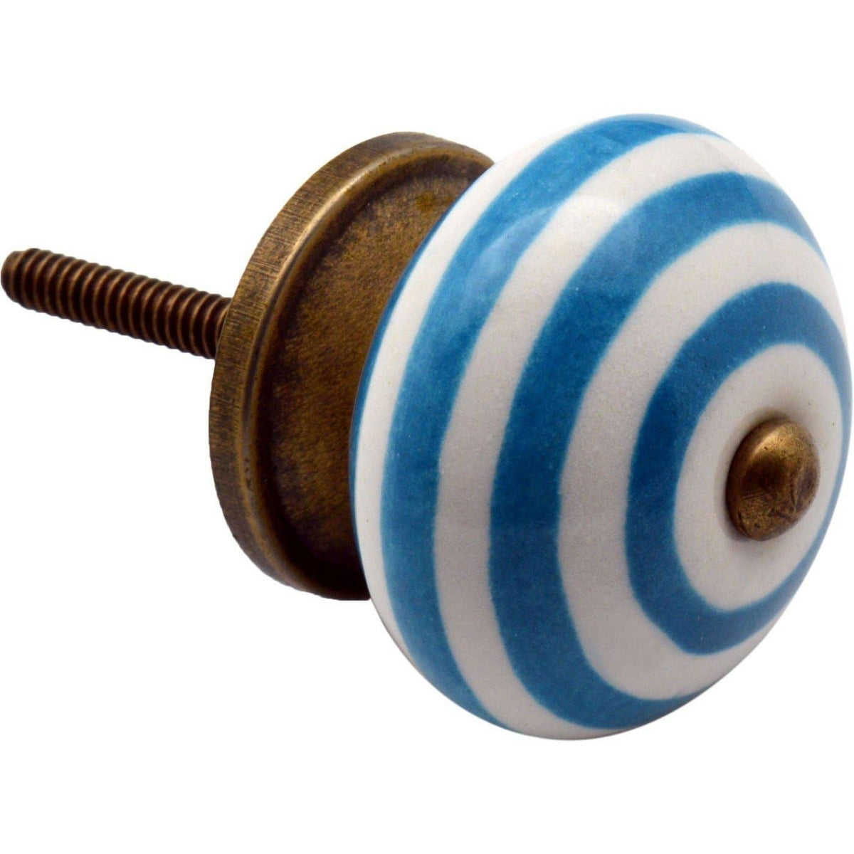 Striped Ceramic Drawer Pull -Blue