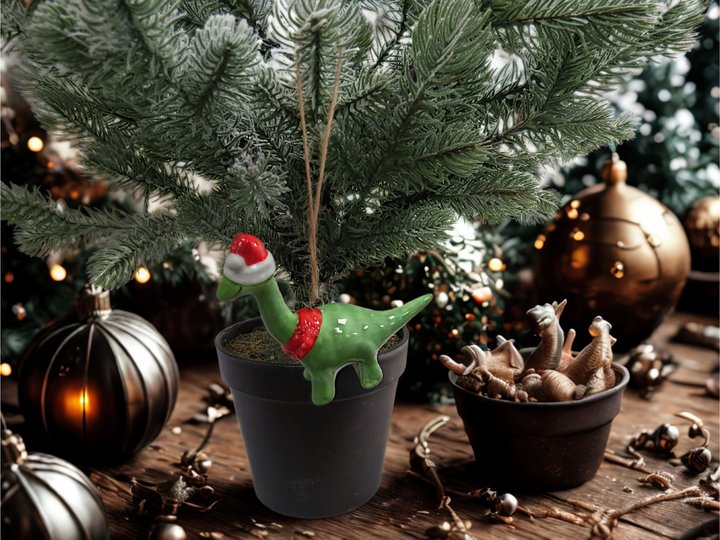 Dinosaur in Santa Hat Hanging Decoration