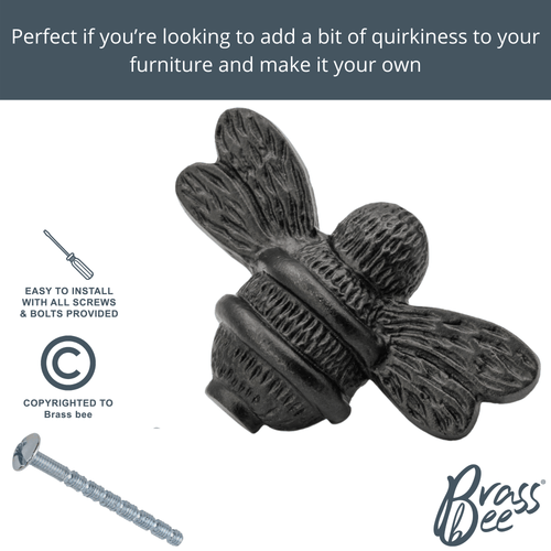 Bee Cupboard/Drawer Knob - Black Finish