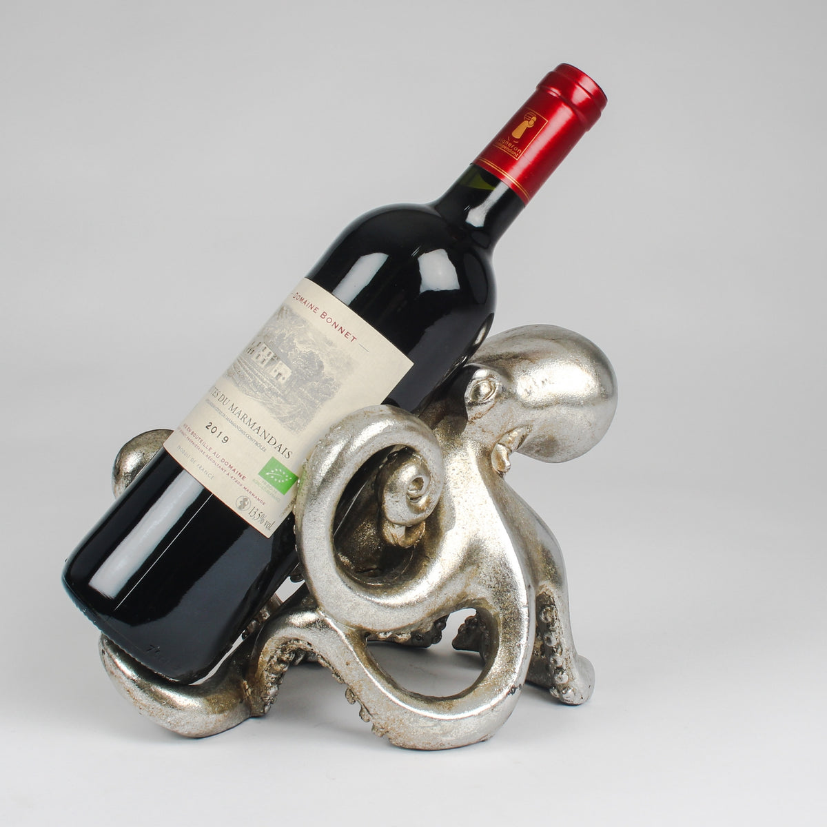 Silver Octopus Bottle Holder Ornament with Tentacles
