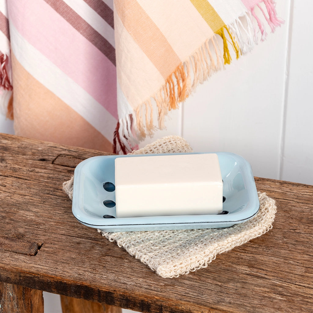 Two Part Enamel Soap Dish - Blue