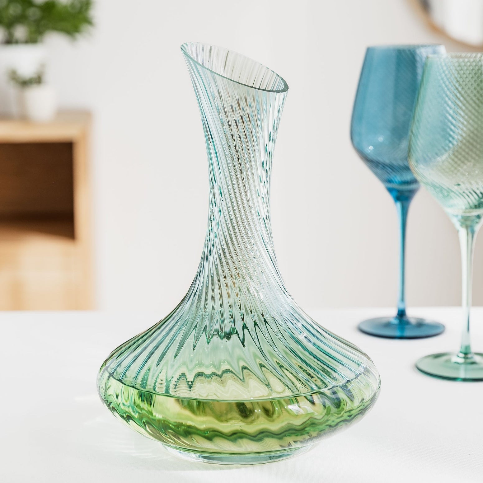Twist Glass Wine Decanter - Green