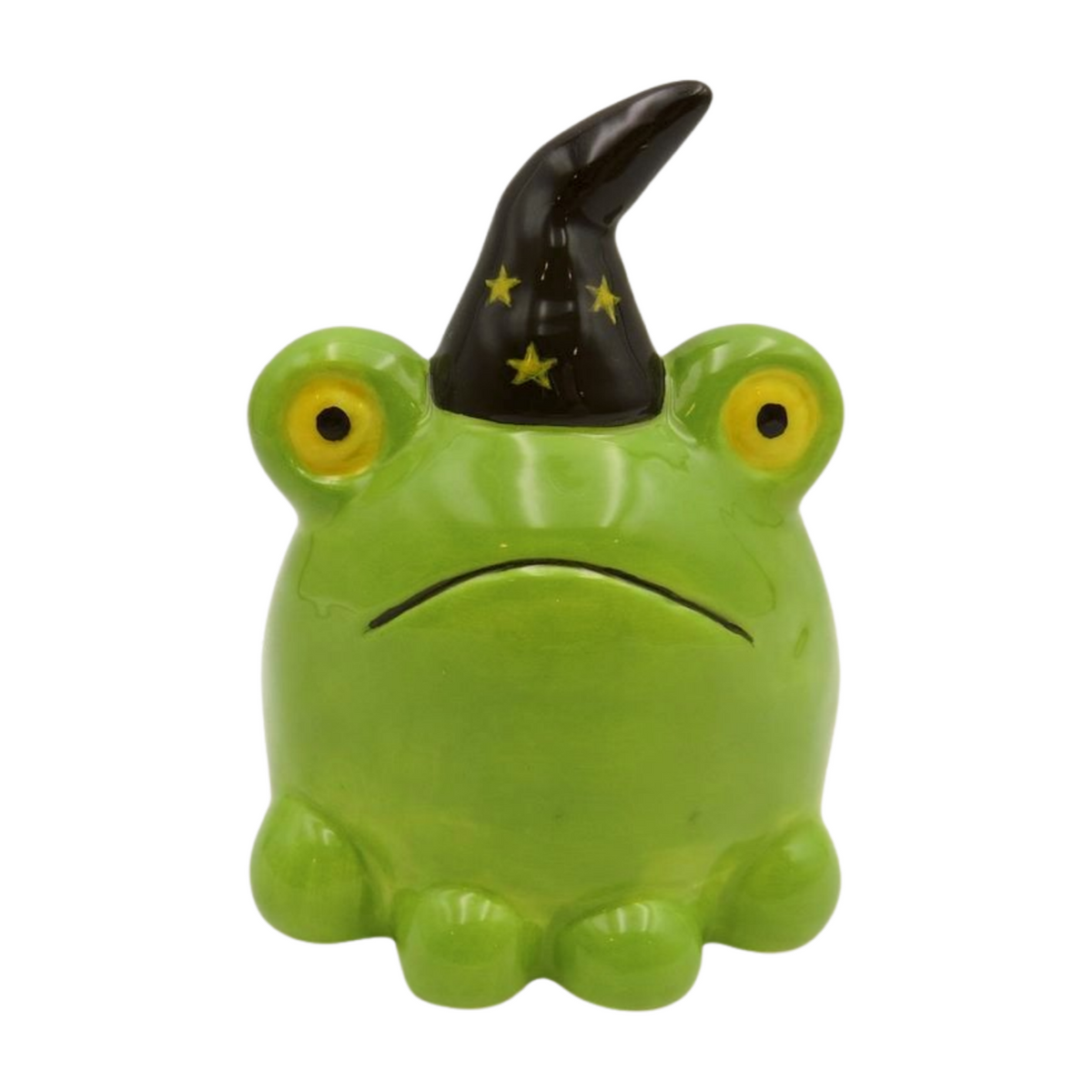 Ceramic Frog In Witch's Hat Decoration